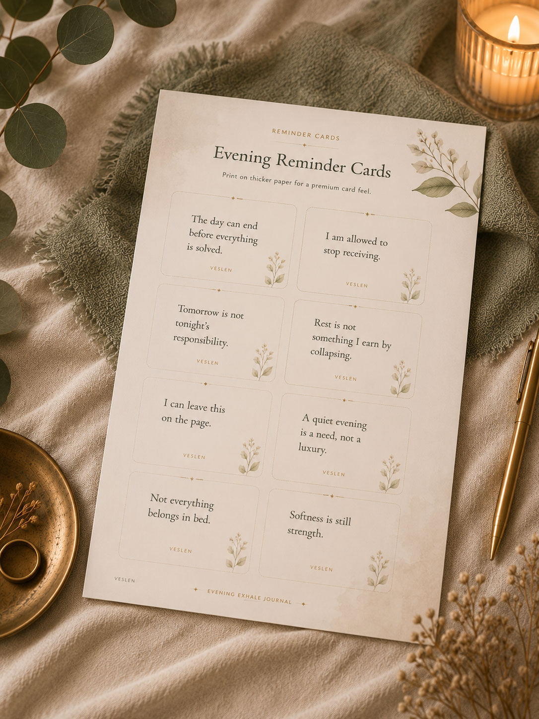 Printable reminder cards page preview